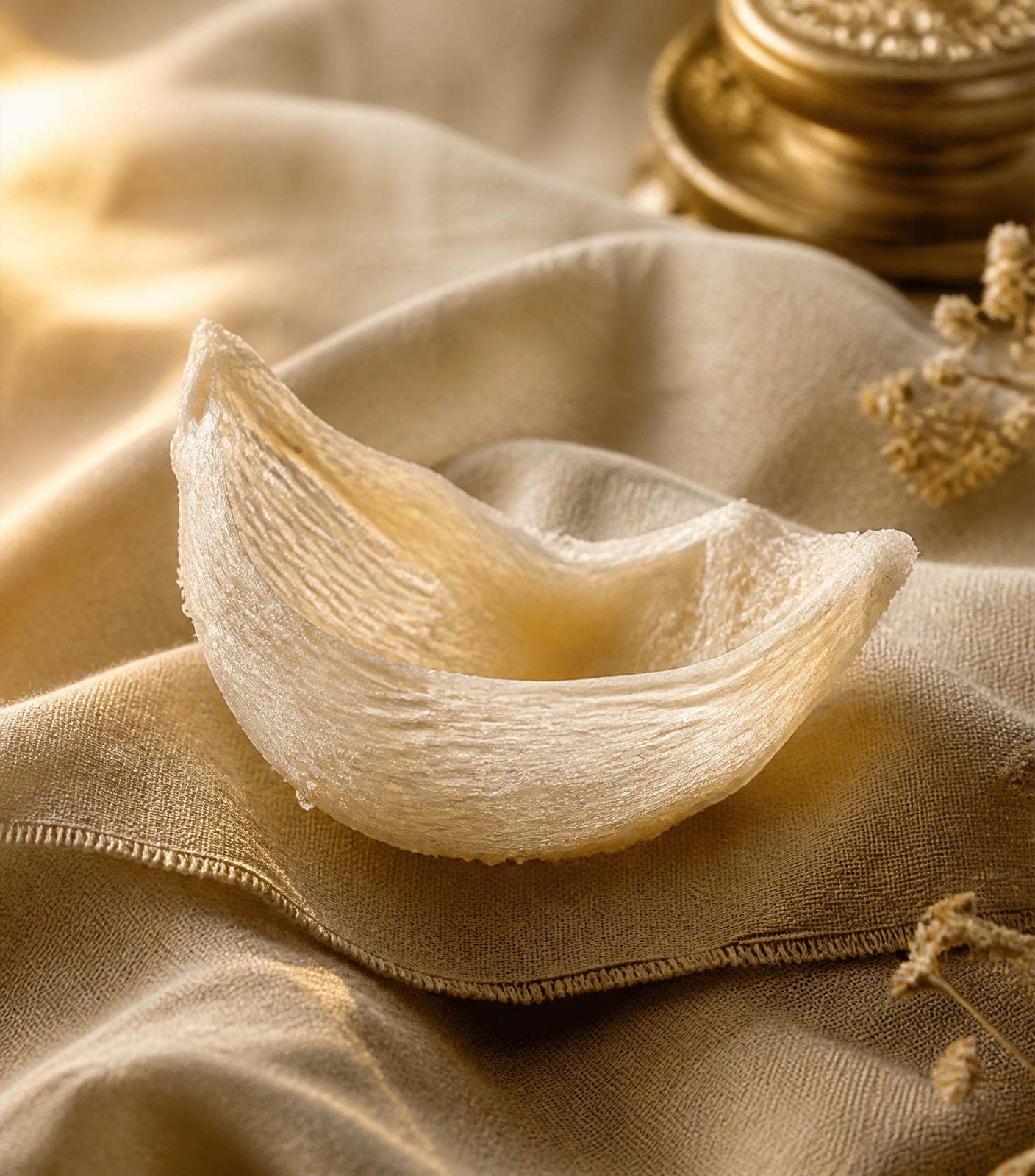 Premium Indonesian edible bird's nest presented on natural linen
